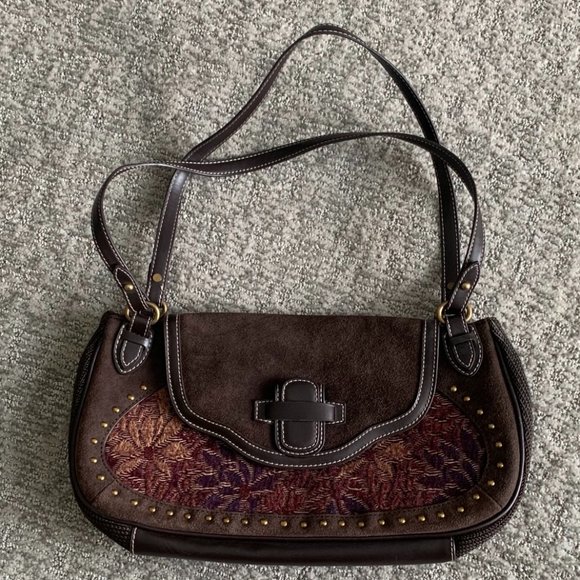 The Sak Handbags - The SAK Pink Label Brown Suede/Floral Embroidered Bag